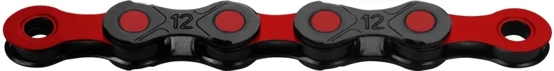 KMC X12 DLC Waxed Chain 126 Links In Black/Red