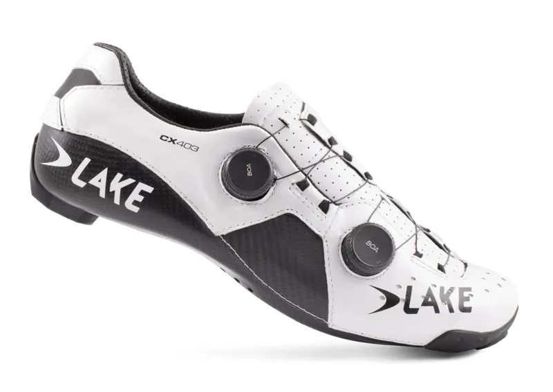 Lake CX403 WHITE/BLACK Leather CFC Carbon Womens Road Shoe-1
