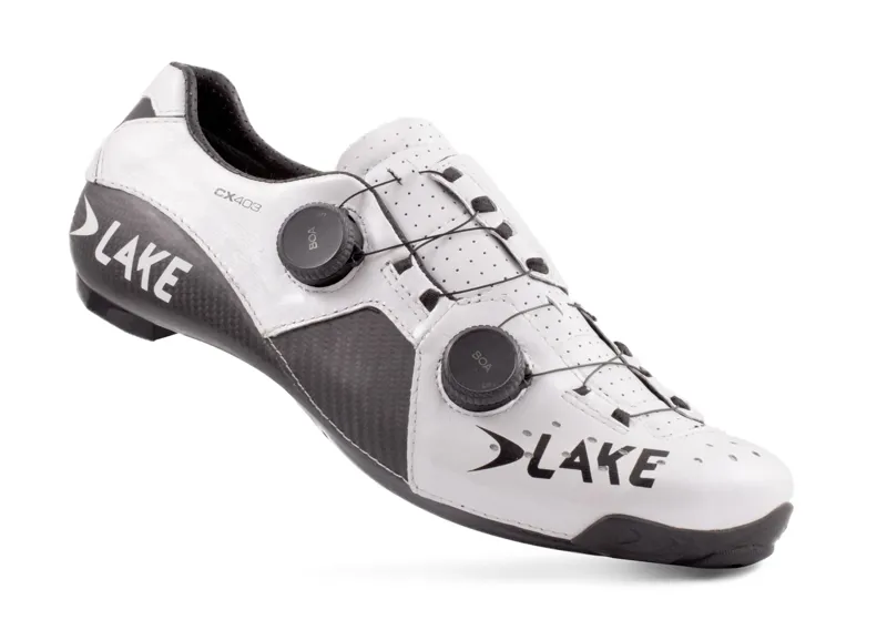 Lake CX403 WHITE/BLACK Leather CFC Carbon Womens Road Shoe