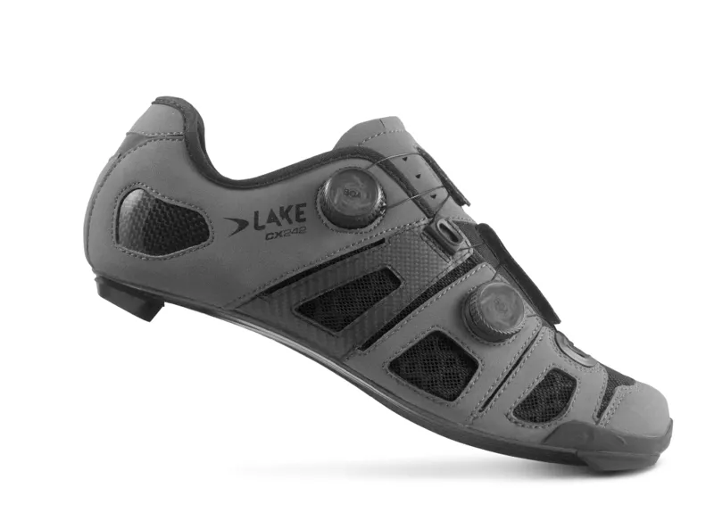 Lake CX242 MATTE GREY/BLACK Clarino CFC Carbon Road Shoe-1