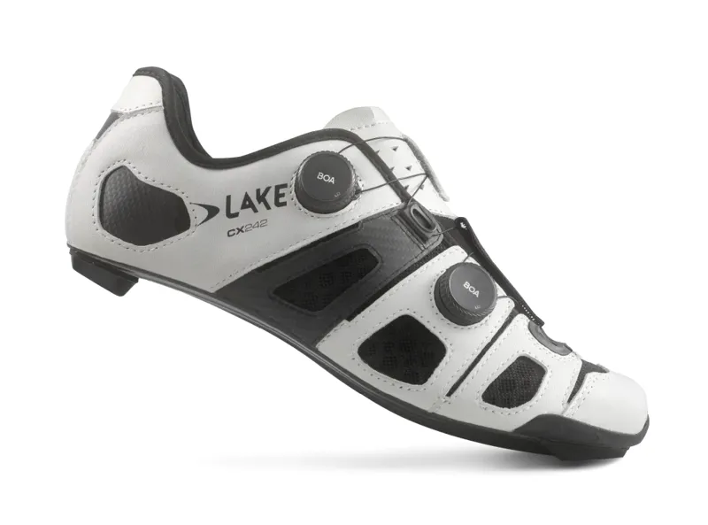 Lake CX242 WHITE/BLACK Leather CFC Carbon Road Shoe-1