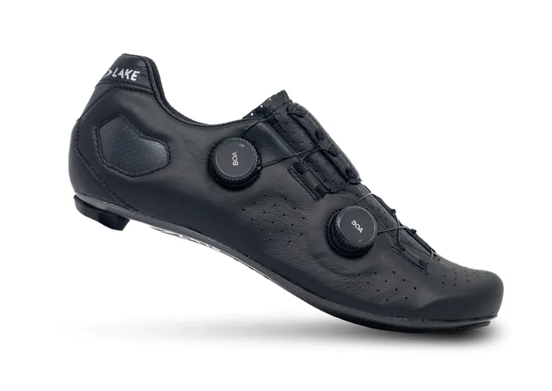 Lake CX403 BLACK/SILVER Leather CFC Carbon Womens Road Shoe-1