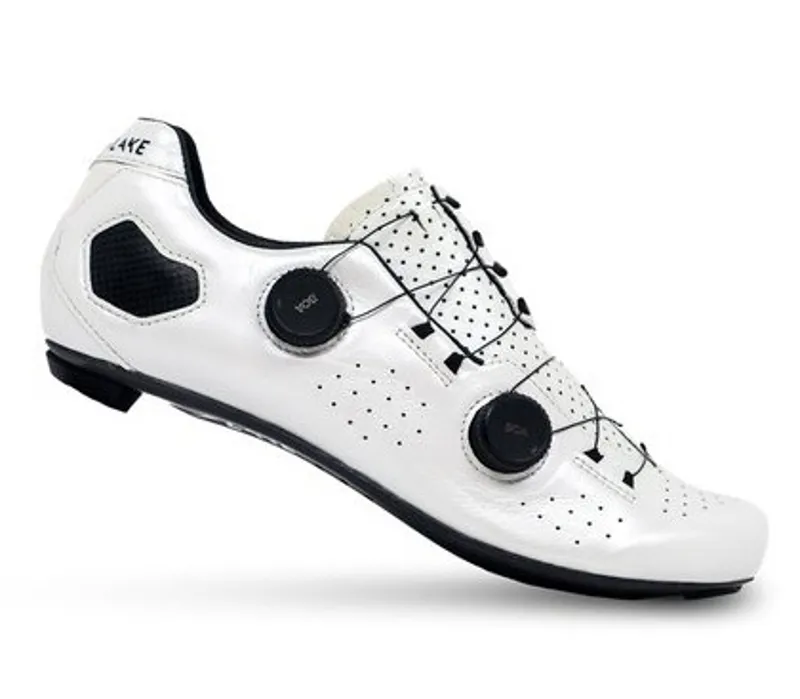 Lake CX333 WHITE/BLACK Leather CFC Carbon Road Shoe-2