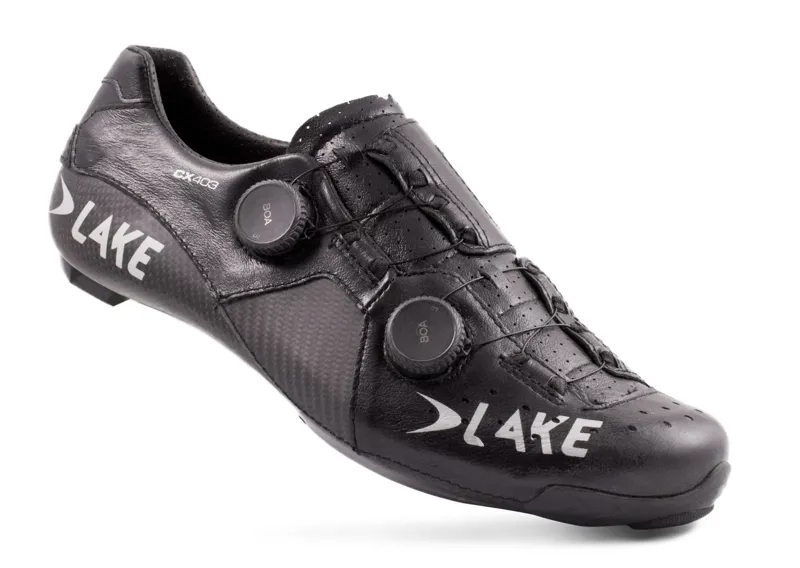Lake CX403 WHITE/BLACK Leather CFC Carbon Road Shoe