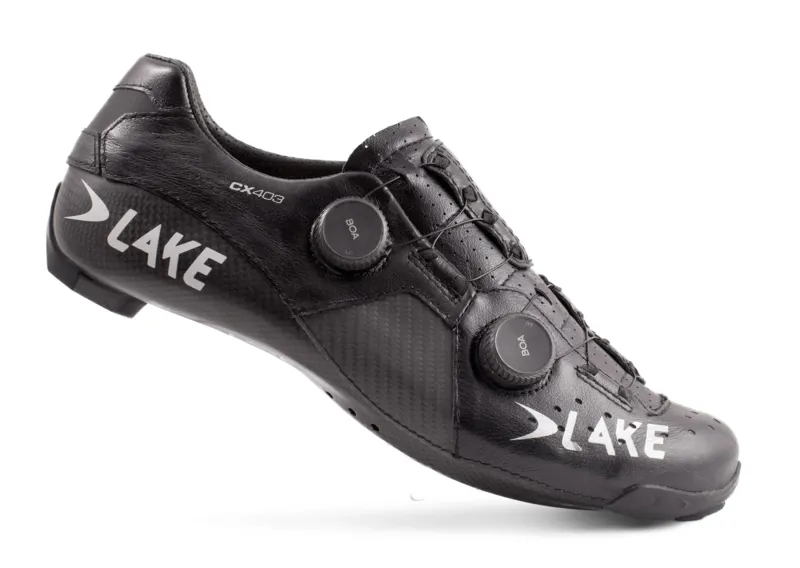 Lake CX403 WHITE/BLACK Leather CFC Carbon Road Shoe-1