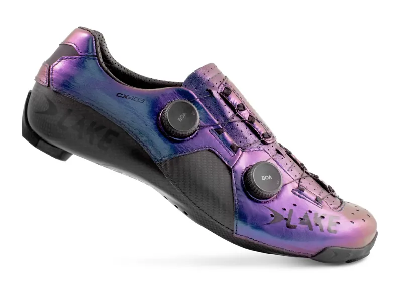 Lake CX403 CHAMELEON BLUE/BLACK Leather CFC Carbon Womens Road Shoe-1