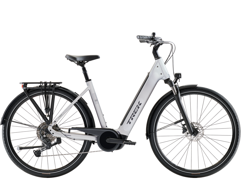 Trek District+ 4 R10 LS eHybrid Bike in Lunar Silver