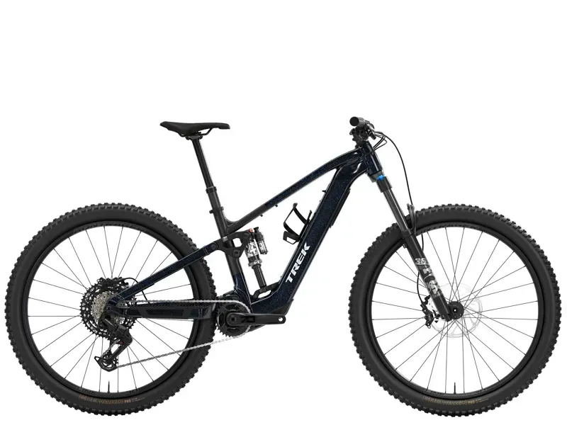 Trek Fuel+ EX 8 Gen 2 E-Mountain Bike in Trek Black/Purple Flip Splatter