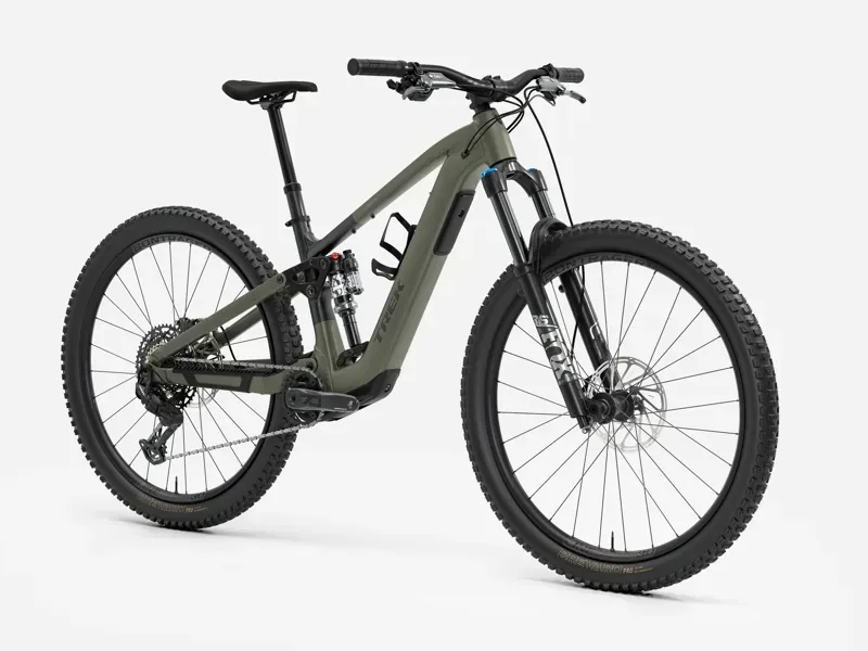 Trek Fuel+ EX 8 Gen 2 E-Mountain Bike in Matte Olive Grey/Trek Black-1