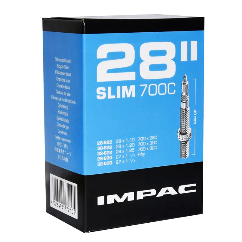 Impac SV28 Slim 700c Presta Valve 700x28-32c Inner Tube in Black