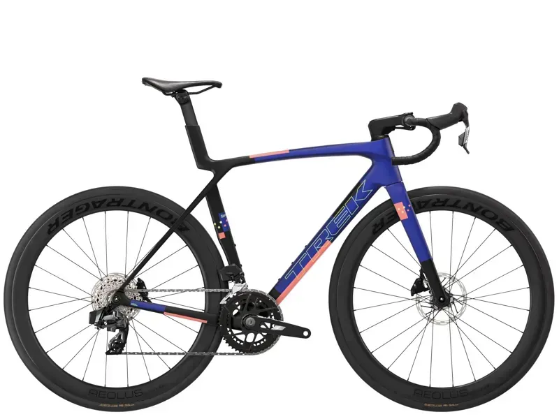 Trek Madone SL 6 AXS Gen 8 Road Bike in Matte Cobalt Blue/Trek Black/Living Coral
