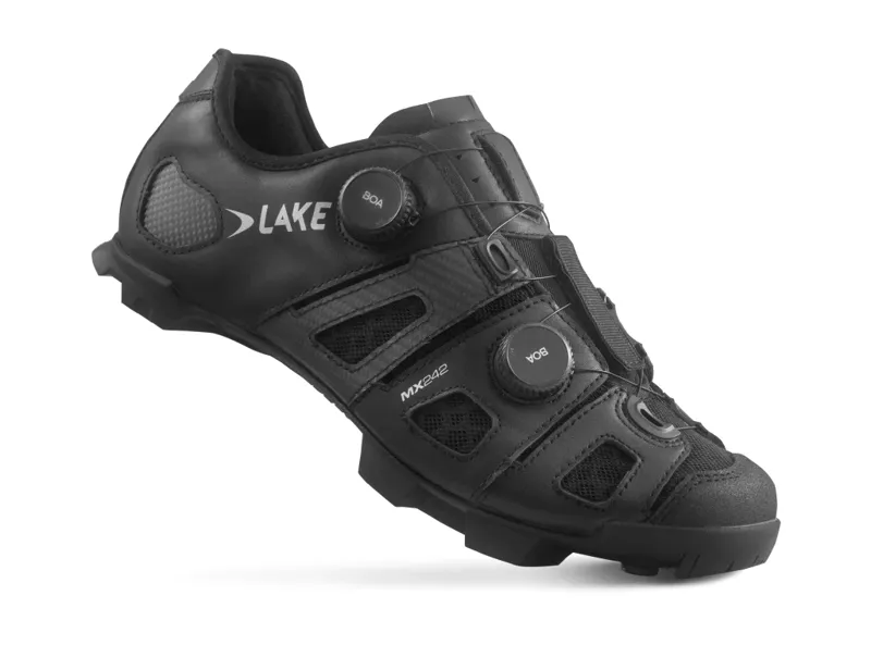 Lake MX242 BLACK/SILVER Leather CFC Carbon Mountain/Trail Shoe