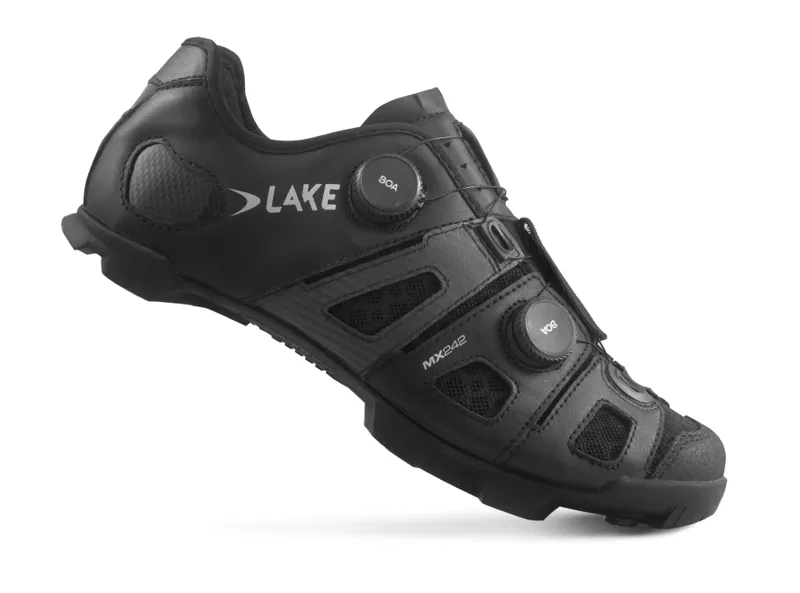 Lake MX242 BLACK/SILVER Leather CFC Carbon Mountain/Trail Shoe-1