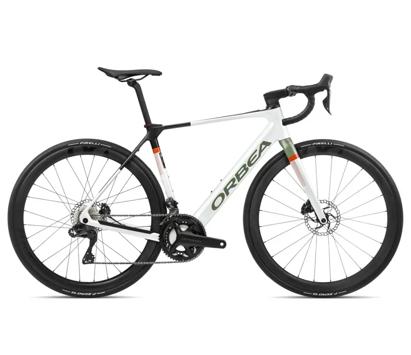 Orbea Gain M20i Electric Road Bike in White Chic/Green Artichoke