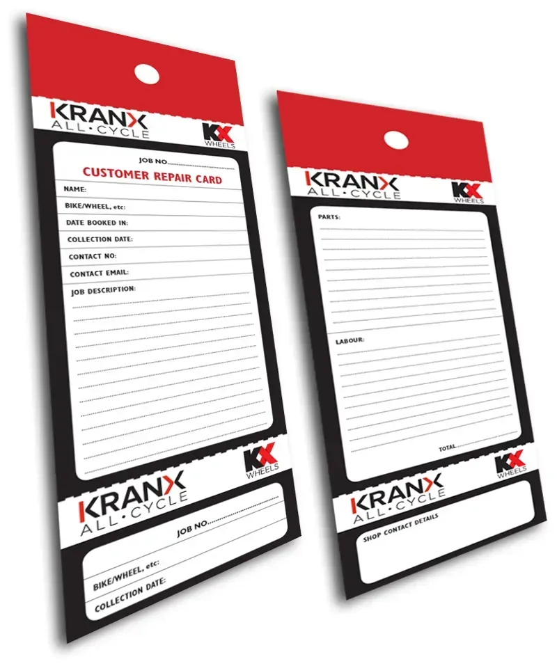 KranX/KX Wheels Workshop Repair Card 100-pack in Black/Red