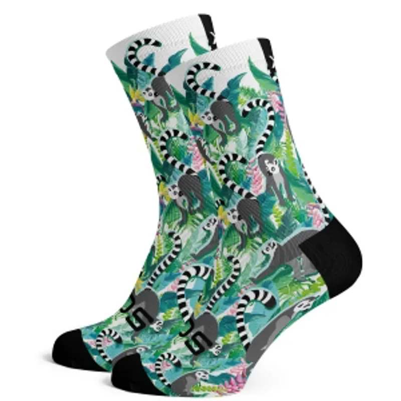 Sox Footwear Lemur Animals Premium Large Crew Socks in Green