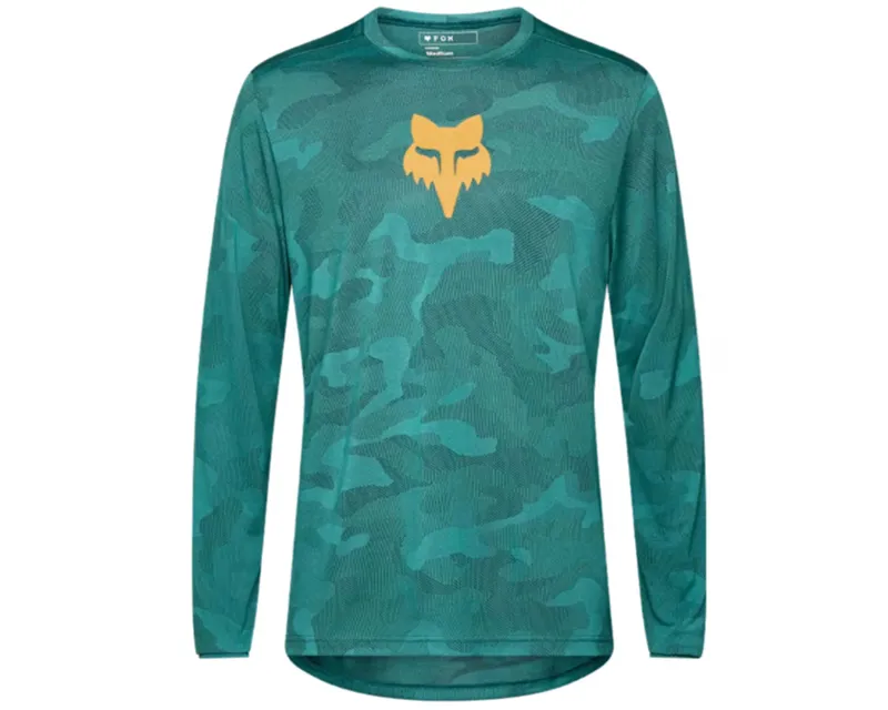 Fox Trek Ranger Long Sleeve Mountain Bike Jersey in Dark Green