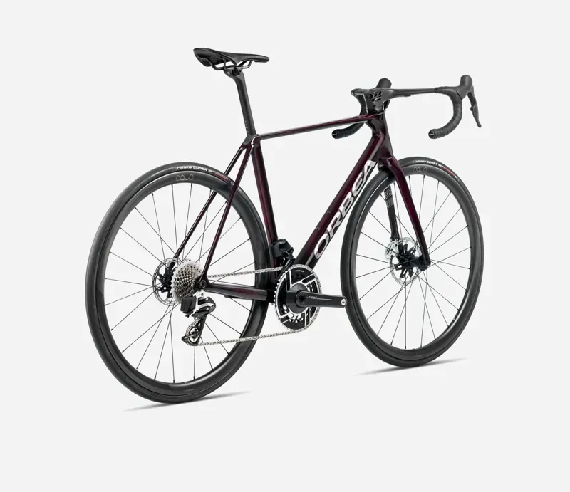 Orbea Orca M11eLTD PWR Road Bike In Wine Red/Titanium Gloss-1