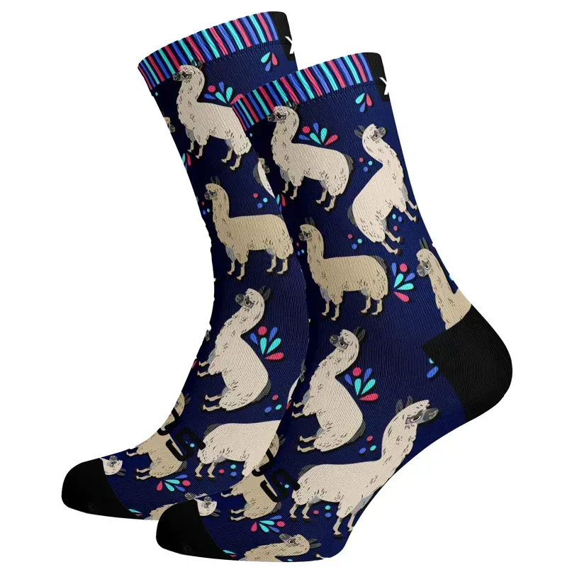 Sox Footwear Premium Crew Socks in Alpacas Animals Navy