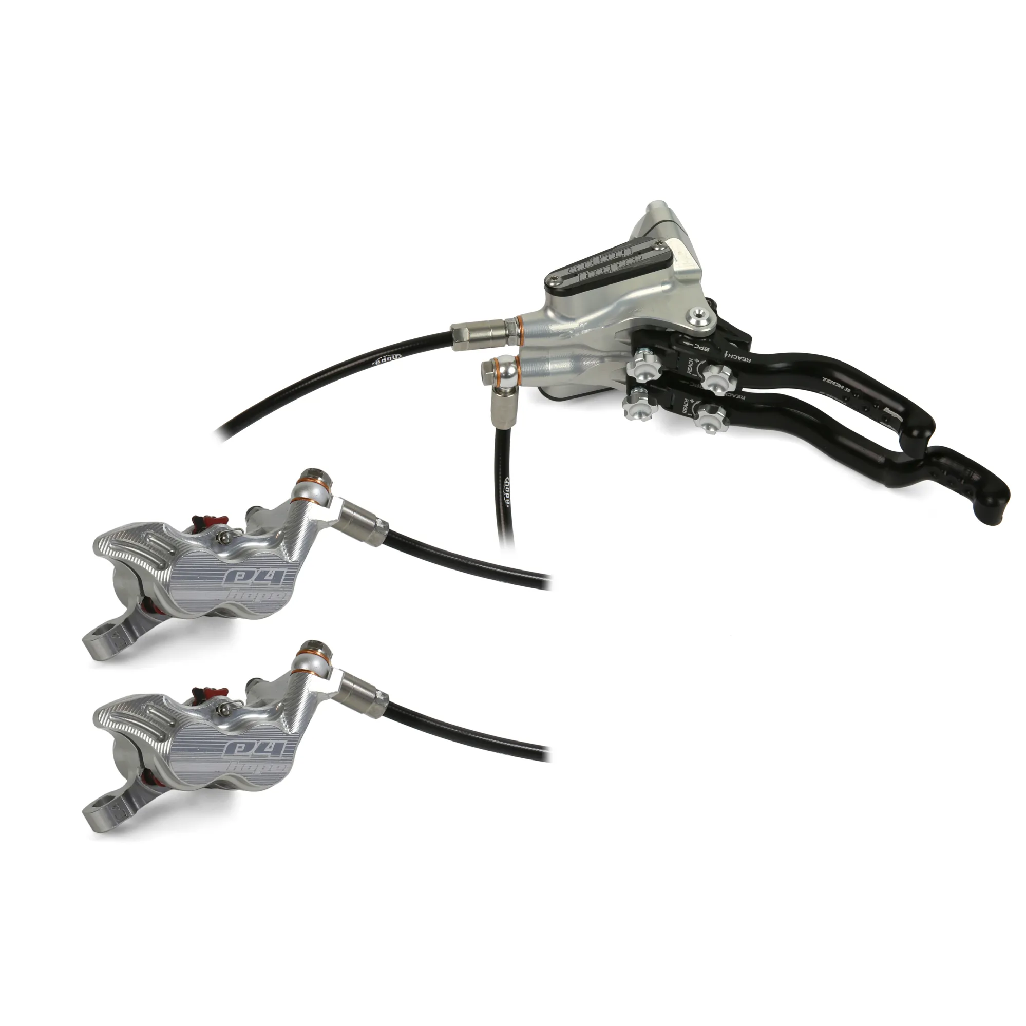 Hope Tech Duo E4 Left Hand Brake Kit in Silver